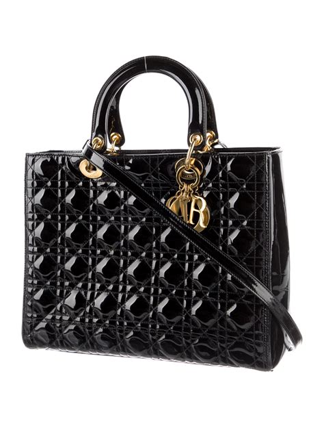 black patent lady dior bag|dior patent cannage black.